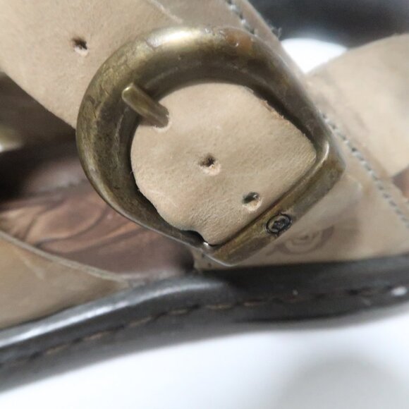 Born Women Taupe Leather Minimalist Flat  Sandals Sz 9 Fishermen Buckle shoes - Picture 9 of 14